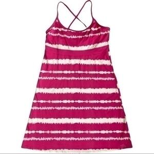 Lola size Med pink and white tie-dye spaghetti strap dress,built in shelf bra